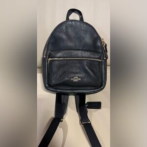 Coach mini backpack purse (black leather with gold detail)